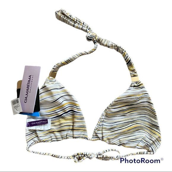 New CIA MARITIMA Brazilian Triangle String Bikini Preto Top Size Large - Picture 2 of 6